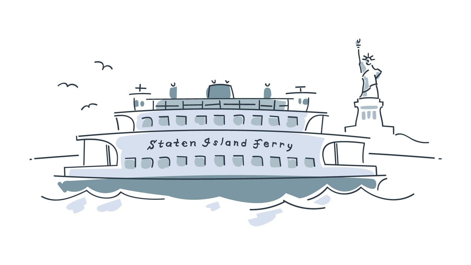 Illustration of a the Staten Island Ferry